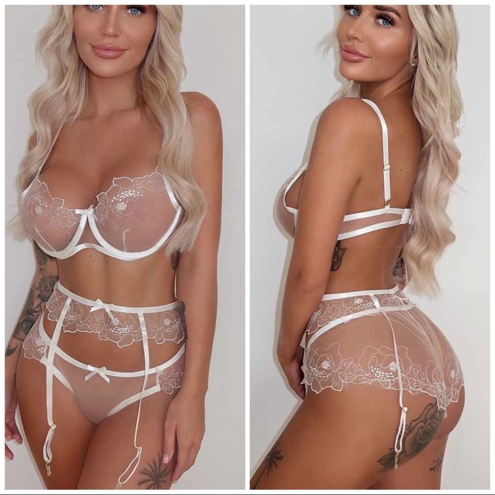❤️ NEW embroidered mesh underwire garter lingerie